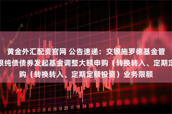 黄金外汇配资官网 公告速递：交银施罗德基金管理有限公司关于交银纯债债券发起基金调整大额申购（转换转入、定期定额投资）业务限额